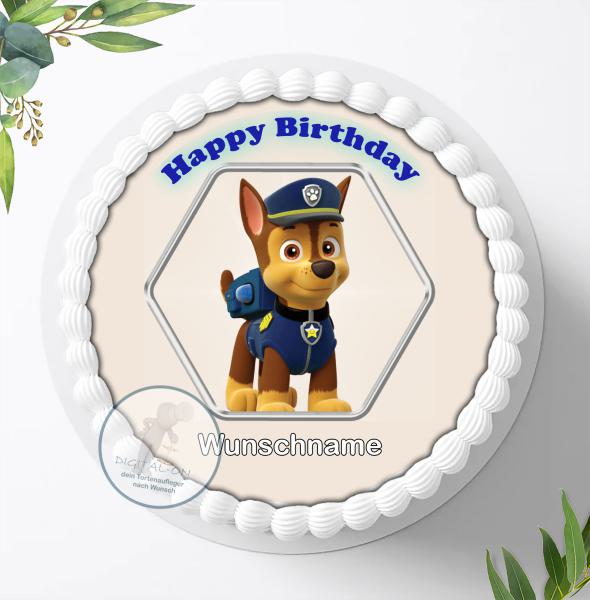 Preview: Paw Patrol Tortenaufleger mit Wunschnamen Ø 20cm, 3848